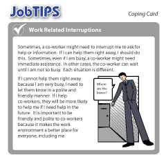 Work Related Interruptions Cue Card