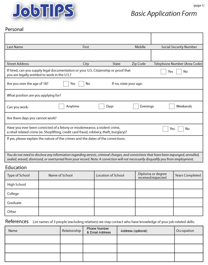 Basic Employment Form