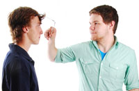 one person stealing another person's glasses