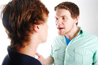 one person yelling at another person
