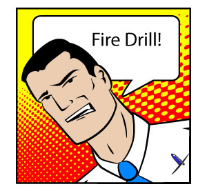 man yelling fire drill