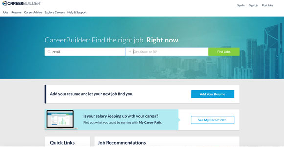 Job Search Drop Down Menu