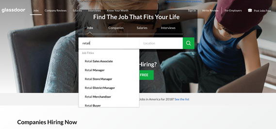 Job Search Drop Down Menu