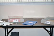 folder in middle of table