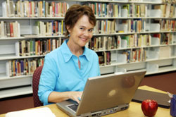 Smiling Librarian at work