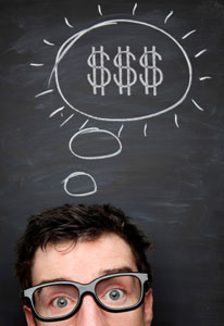 person thinking about money