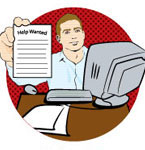 Person sitting at computer applying for a job.