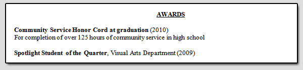resume awards
